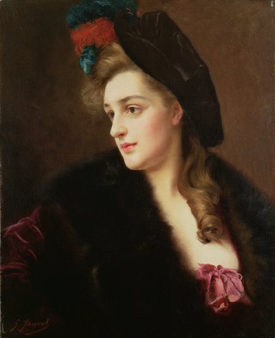 Porträt einer Frau mit Hut von Gustave Jacquet